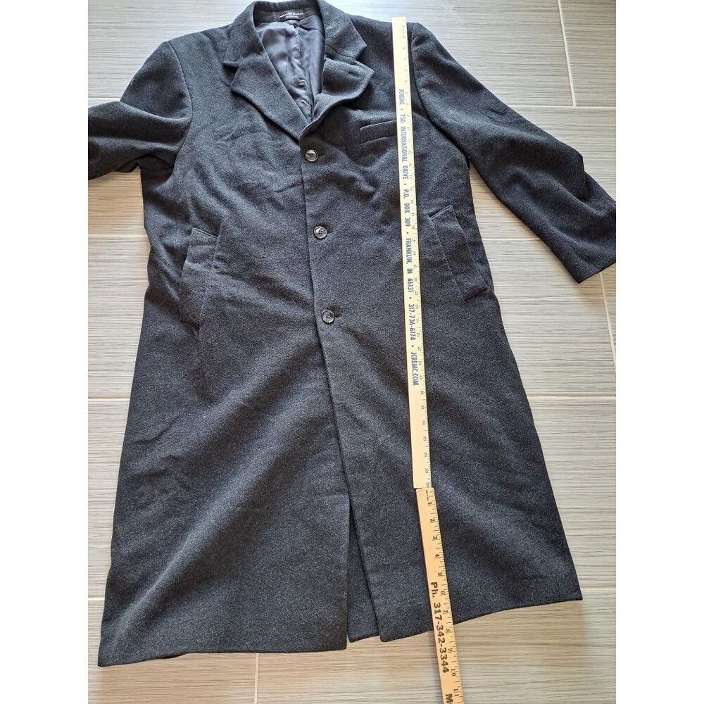 Ralph Lauren Chaps Charcoal Gray Wool Cashmere Overcoat Lined Button Men's 44S - Picture 9 of 14